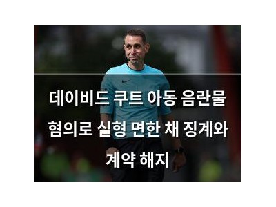 데이비드 쿠트 아동 음란물 혐의로 실형 면한 채 징계와 계약 해지